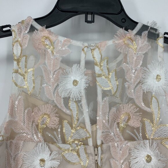 Rare Editions Big Girls Dress Size 12 Sequin Embroidered Rhinestone Belted Mesh - Picture 8 of 13